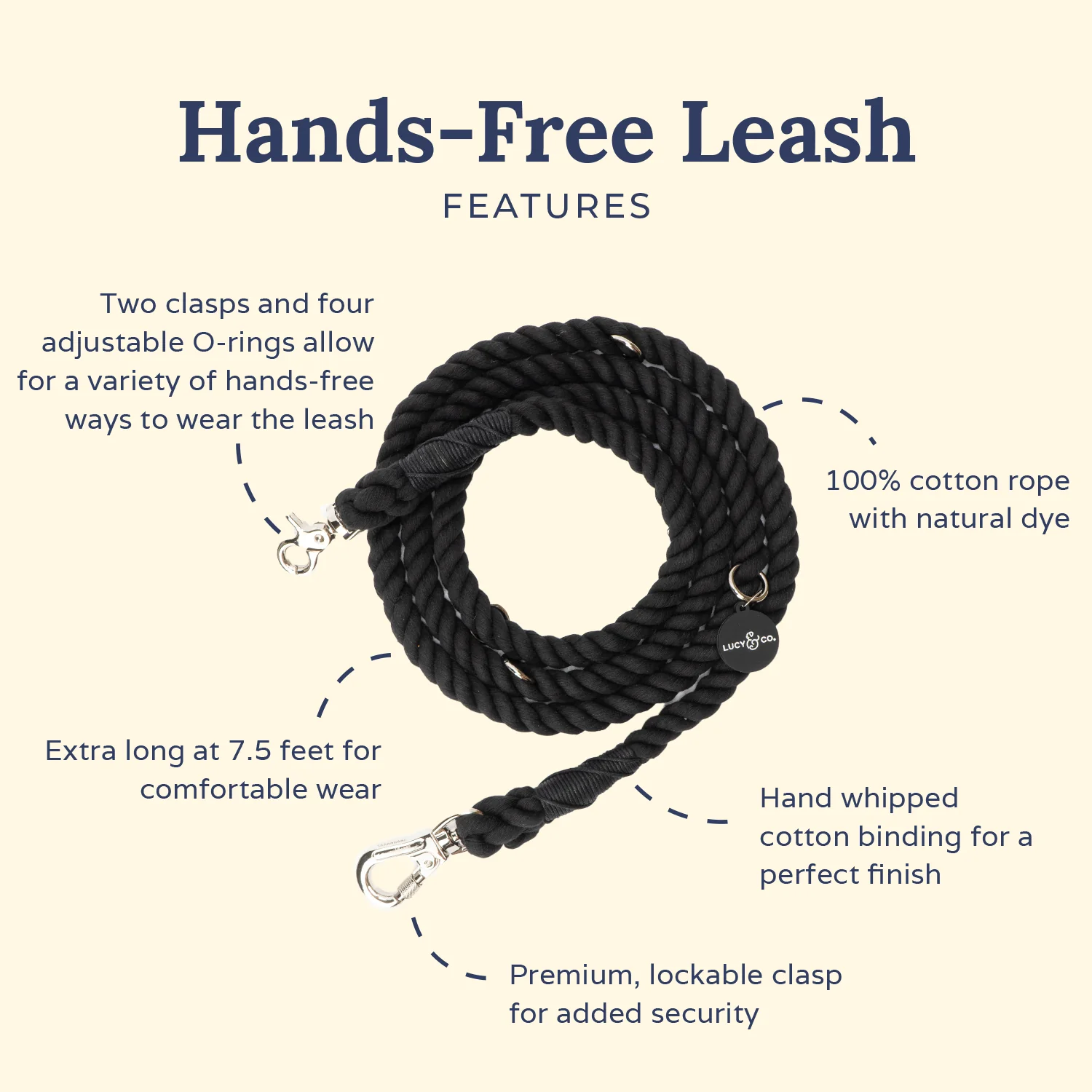 Midnight Hands-Free Rope Leash - Image 3